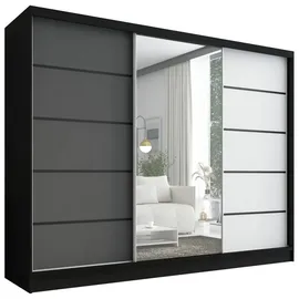A&J MöbelLand Schiebetürenschrank AURELIA 2 200 x 0 x 0 cm Schwarz/Weiß/Grau