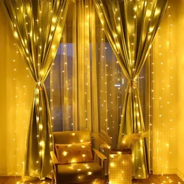 Montegoni Lichtervorhang LED 3x3 m PVC 300 LED Warmweiß