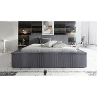 Polsterbett RIO 90x200 mit Matratze und Bettkasten. Farbe: Dunkelgrau. - Dunkelgrau