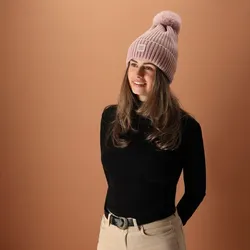 Thermomütze mit Bommel Damen Pink rosa No Size