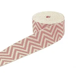 buttinette Taschengurtband "ZickZack", weiß-rosa, Breite: 4 cm, Länge: 2 m