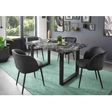 Esstisch >9220-23< in Marmor Schwarz, MDF - 160x75x90cm (BxHxT) - Schwarz