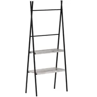 Modernes Leiterregal META 125cm Eichen-Optik Regal schwarzes Metallgestell