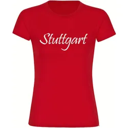 multifanshop Damen T-Shirt - Stuttgart - Schriftzug - Druck weiß - Frauen
