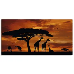 Artland Wandbild »Herde von Giraffen im Sonnenuntergang«, Wildtiere, (1 St.), als Leinwandbild, Poster in verschied. Größen Artland Farbe Bild(er): braun