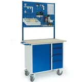 Rollcart Werkstattwagen 07-4361L2, 4 Schubladen.1 Stahlschrank, .2xLochplatten, Ladefläche: 1000x600mm, Tragkraft: 400kg