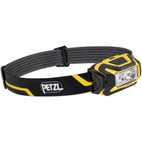 Petzl ARIA 2R kompakte, langlebige, wasserdichte Stirnlampe mit Akku, 600 Lumen, schwarz/gelb, Weiß