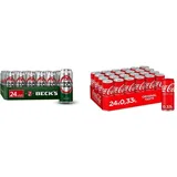 BECK'S Pils Dosenbier, EINWEG (24 x 0.5 l), Pils Bier, Standard Edition & Coca-Cola Classic, Pure Erfrischung mit unverwechselbarem Coke Geschmack in stylischem Kultdesign, EINWEG Dose (24 x 330 ml)