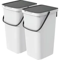 Vidaathome.de Q-SYSTEMA Abfalleimer-Set 2 x 25 Liter – Hellgrau