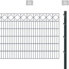 Arvotec »ESSENTIAL 120 zum Einbetonieren "Karo" mit Zierleiste", grau (anthrazit), H:120cm, Stahl, Kunststoff, Zaunelemente, Zaunhöhe 120 cm, Zaunlänge 2 - 60 m