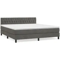 VidaXL Boxspringbett mit Matratze Dunkelgrau 180x200 cm Samt