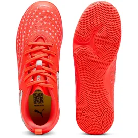 Puma Future 9 Play IT Jr Fussballschuh, Glowing Red Weiß Schwarz Silber