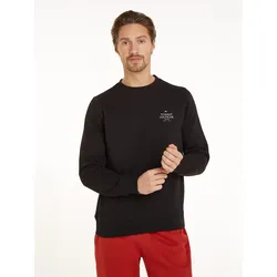 Sweatshirt TOMMY HILFIGER "HILFIGER STACK SWEATSHIRT", Herren, Gr. L, schwarz, Sweatware, Obermaterial: 63% Baumwolle, 37% Polyester, casual, Langarm, Sweatshirts