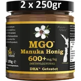 Bee Natural MGO 600+ 500g Manuka Honig in einem umweltfreundlichen Echtglasgefäß aus nicht gefärbtem Glas * Premium Monofloral Neuseeland Manuka...