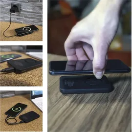 EMOS Wireless Powerbank 5000mAh, PD 20W + Magnetisch 15W, Power Delivery, Qi, Fast-Charging, Passthrough, 1x USB-C Port inkl. Ladekabel, Ring, B0545B - Schwarz