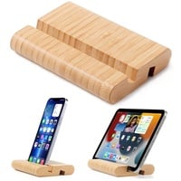 EOUIAV Holz-Handyhalter, Bambus-Tablet-Ständer, Tablet-Halter aus Holz, Stand für Handy und Tablet, für iPhone, iPad, alle Tablets und Smartphones (groß)