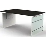 Schreibtisch Lugano Glas BxT 160x80cm anthrazit - Grau
