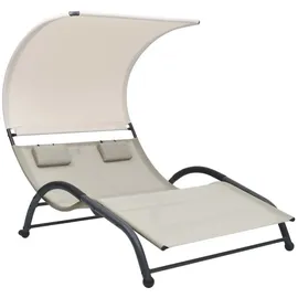 vidaXL Doppel-Sonnenliege 190 x 137 x 158 cm creme inkl. Sonnendach