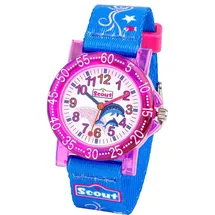 Scout Mädchenuhr Delfin Textilarmband Blau, Pink