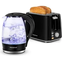 Aigostar Frühstücks-Set (2-tlg), Wasserkocher 1,7L / 2-Scheiben Langschlitz Toaster,