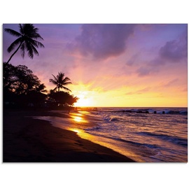 Artland Glasbild »Tropischer Strand«, Sonnenaufgang & -untergang, (1 St.), lila