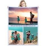 Zmkar Personalisierte Foto Decke Kuscheldecke FotoDecke Mit Eigenen Foto Text Benutzerdefinierte Geburtstag Hochzeit Geschenk Für Erwachsene Baby Haustier Familie Freunde (80x120cm, 3 Fotos)