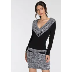 Melrose Strickkleid, eleganter Anlass, kurzes Kleid, figurbetont, aus Grobstrick Melrose schwarz-melange 34