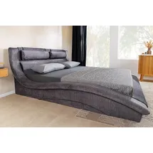 Riess-Ambiente Bett SWING 160x200cm grau Samt mit Stauraum geschwungenes Doppelbett