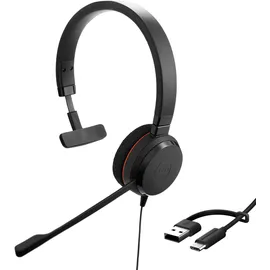 JABRA Evolve 20 UC Mono Headset, kabelgebunden, USB-C/A, Schwarz