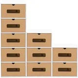 BigDean Schuhbox 10 Boxen stapelbar mit Sichtfenster & Schublade Schuhe Spielzeug etc. (10 St) braun