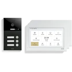GVS - 3-Familienhaus IP Video Türsprechanlage AVS5415U - Mit 3x10 Zoll Monitor, App, HD-Kamera & Türöffner Funktion