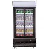 A&S polarny Mobiler Flaschenkühlschrank mit 2 Schiebe-Glastüren Getränkekühlschrank Kühlschrank  1000 L +2/10°C ISO 45 mm