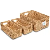 JOSEPHINA KNOXX ONE, 3er Set Körbe, zwei Größen bis 29x40cm, Aufbewahrungskorb geflochten, Aufbewahrungsbox, Geschenkkorb, Korb geflochten Bad, Körbe Aufbewahrung, Naturfarben - besonderes Design