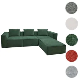 Mendler L-Sofa HWC-O54, Lounge-Couch mit Ottomane, erweiterbar modular rechts/links, Stoff/Textil 63x270x190cm ~ grün