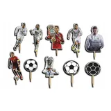 Festivalartikel Tortenstecker RONALDO Topper Set 10 Stk Geburstag Torten Deko Kuchen Junge weiß