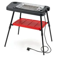 KOMFOTTEU Standgrill 2000W, 2 in 1 Elektrogrill mit höhenverstellbarem Ständer, Balkongrill mit großer Grillfäche & Ablage, Tischgrill mit eins... - Schwarz