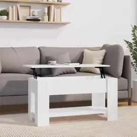 furnicato Couchtisch Höhenverstellbar Weiß Holzwerkstoff 101 x 49 x 52 cm