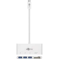 USB-C Multiport Adapter mit 3x USB 3.0, SD, microSD, USB-C - Farbe: weiß