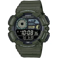 Chronograph, grün (khaki), CASIO TIMELESS COLLECTION, Armbanduhren, Herren, Quarzuhr, Armbanduhr, Herrenuhr, Digitaluhr, Resinarmband, Mondphase