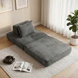 HOMCOM Schlafsessel 2 in 1 Klappbar Schlafsofa mit Schlaffunktion, Kissen, Grau