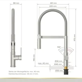 Lenz Aluna Küchenarmatur Edelstahl