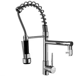 Verchromte Duscharmatur mit Kalt- und Warmwassermischer und Doppelauslaufkran
