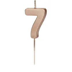 PartyDeco Geburtstagskerze Zahl 7 Zahlenkerze 4,5cm Kuchenkerzen Tortenkerzen Geburtstag Jubiläum Jahrestag Partydeko Geburtstag Tortendeko Rosegold