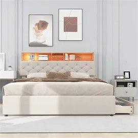 AUTOLOCK Polsterbett 140 x 200 cm Beige