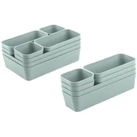 ENGELLAND Schubladen-Organizer Set, 14-teilig, Pastell-Grün, universell verstellbar, Aufbewahrungs-Box, Einteiler,