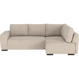 Cotta Ecksofa COTTA "Giro L-Form, Ottomane, Breite 252 cm", beige (nature), B:252cm H:86cm T:170cm, Sofas, Ecksofa, wahlweise mit Bettkasten und Trendbezug CORD