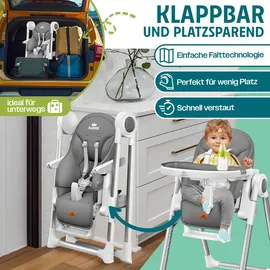 Kidiz 3in1 Hochstuhl Dunkelgrau inkl. Spielbügel