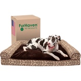 Furhaven XXL kühlendes Gel-Schaumstoff-Hundebett, Plüsch und Südwest-Kelim-Dekor, Sofa-Stil mit abnehmbarem, waschbarem Bezug, Desert Brown, Jumbo-Plüsch (XXL)