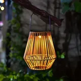 Binnan Solarlaterne Für Außen, Solarlampen für Draußen im Böhmischen Stil, Metall Solar Rattan Laterne, Solar Laternen für Außen, Hängend/Stehend Solarlampen für Terrasse Innenhof Garten Balkon