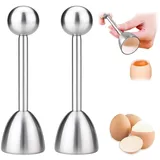 Eierköpfer, 2 Stück Eieröffner mit Kugel, Eierschalensollbruchstellenverursacher, Eieröffner Edelstahl Zeitsparend Eierstecher für Küche Esszimmer Bar 13 x 3.7 cm silbrig